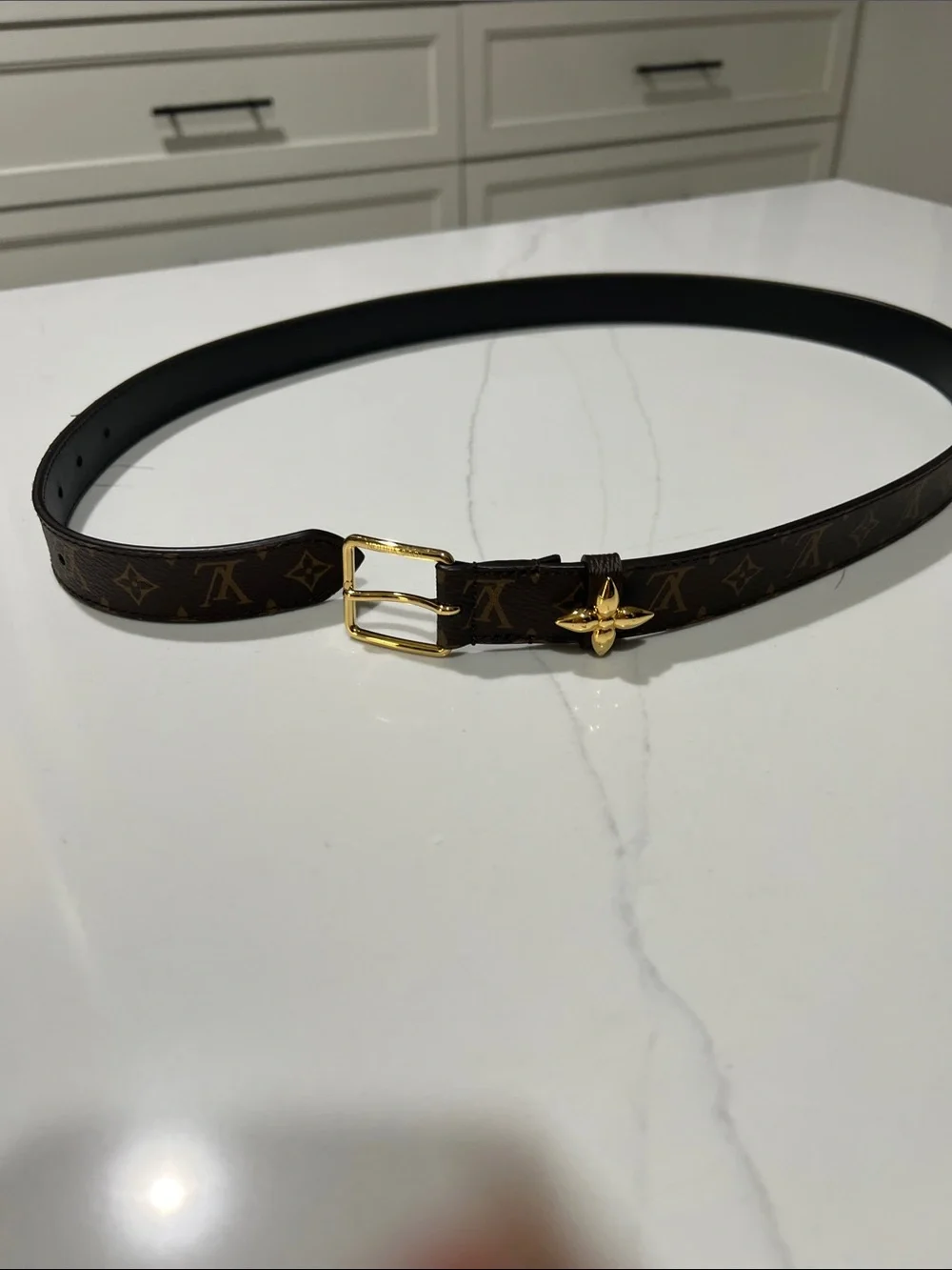 Louis Vuitton new Monogram Belt with Gold Star Motif. Size 85/34. New never worn